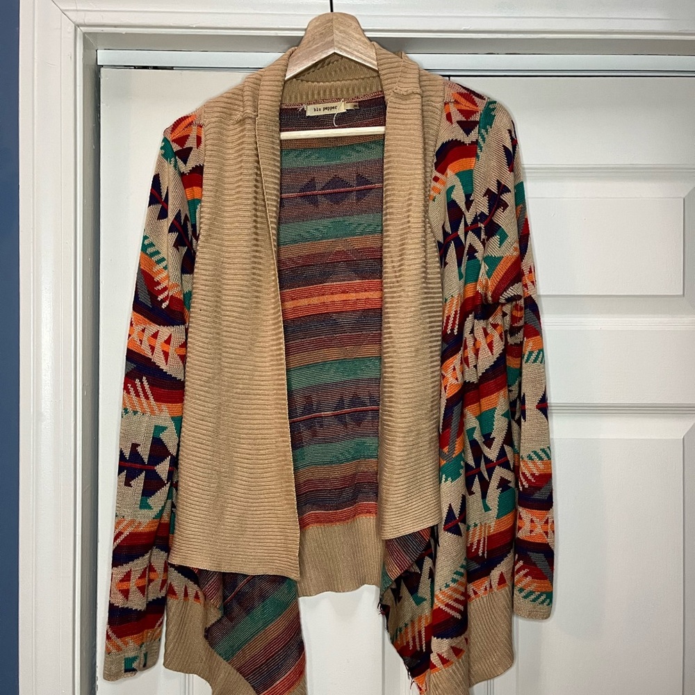 Blu Pepper Multi-Color Patterned Cardigan
